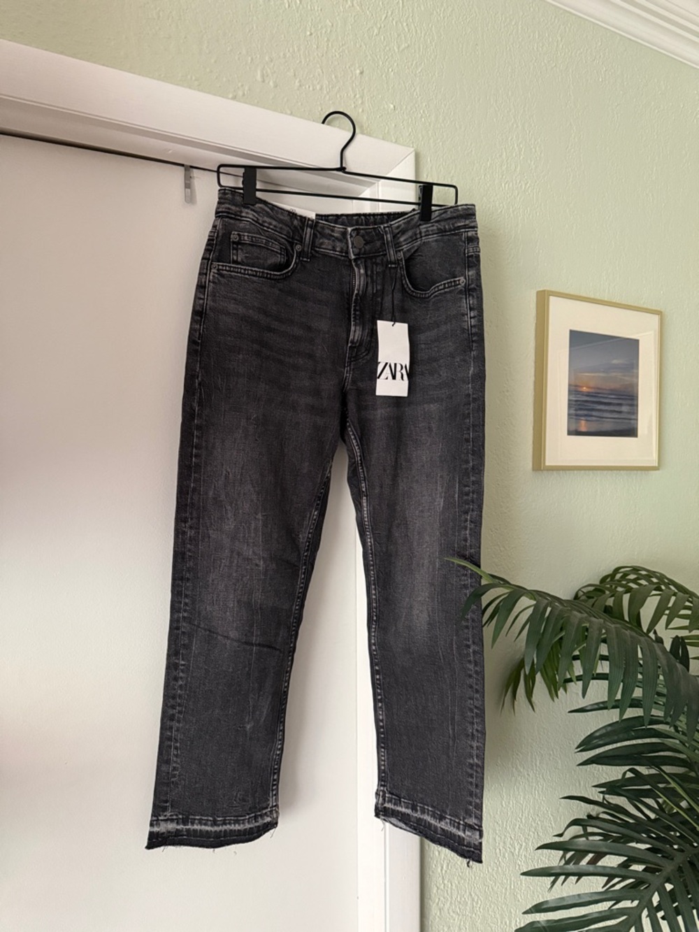 ZARA Black Wash Straight Leg Jeans Size 6 (38) NW